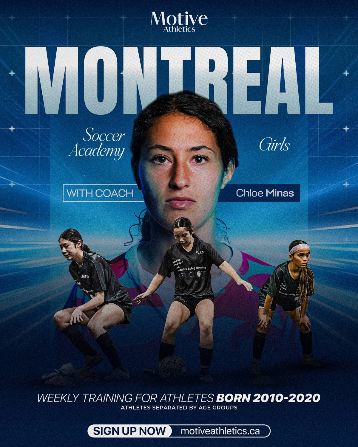 Montreal Girls Soccer Academy: weekly training for girls born 2010-2020 with coach Chloe Minas