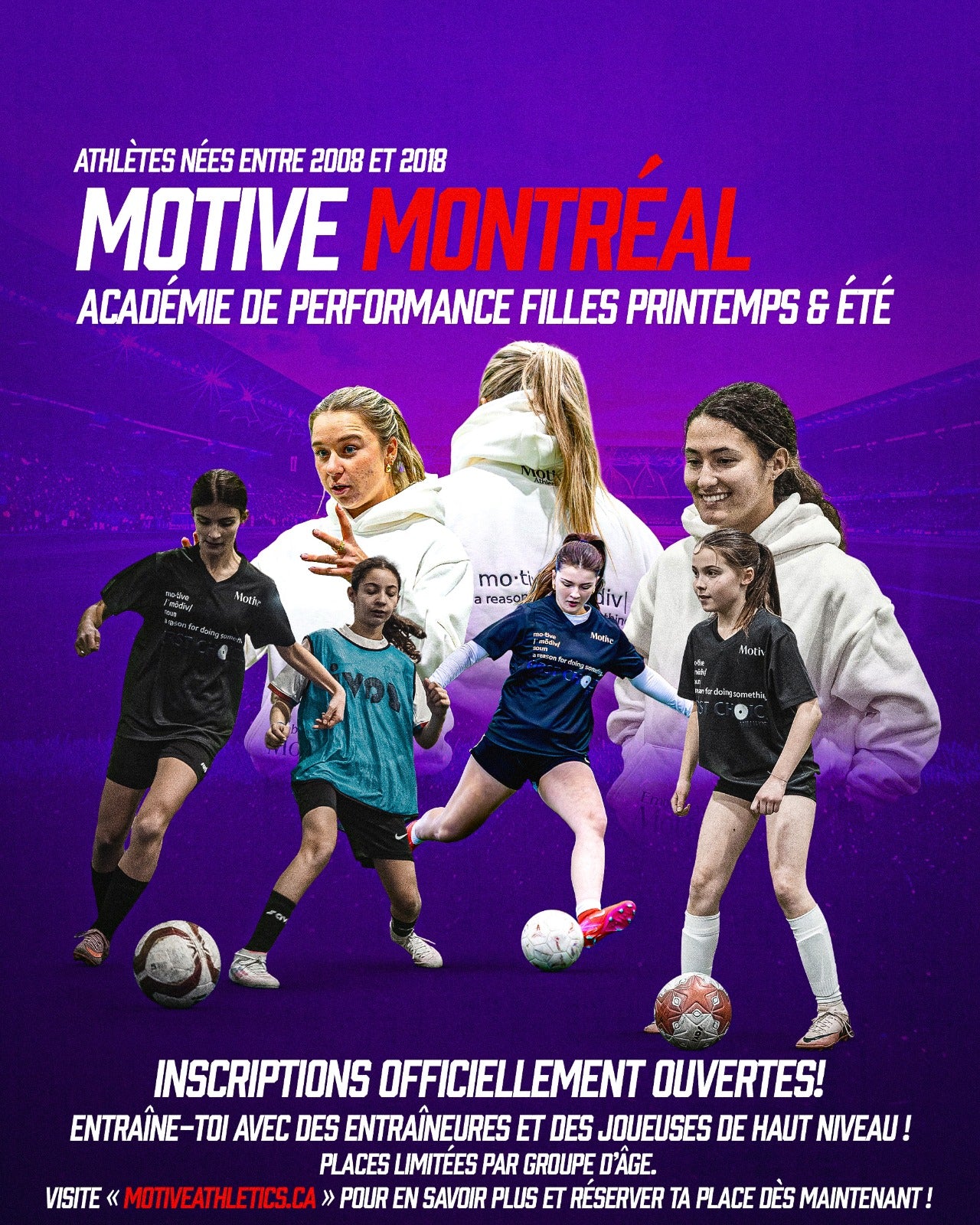 Motive Athletics Montreal All Girls Soccer Performance Academy promotional poster