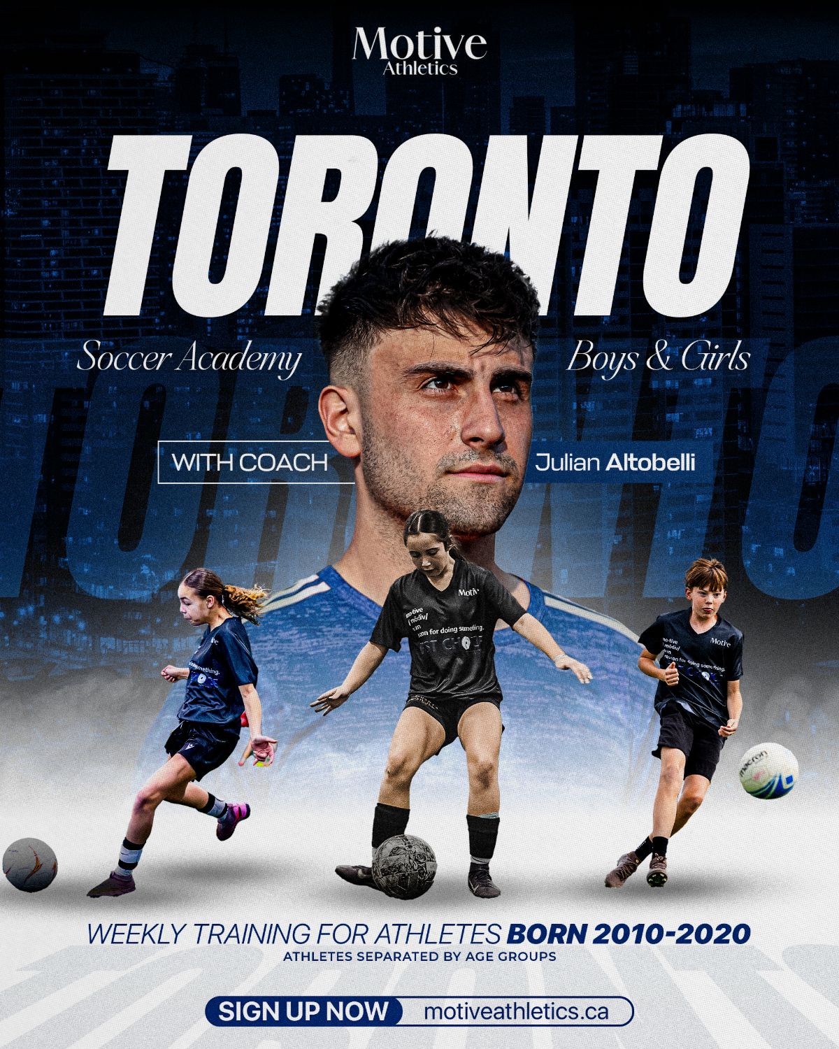 Toronto Soccer Academy: weekly training for boys and girls born 2010-2020 with coach Julian Altobelli