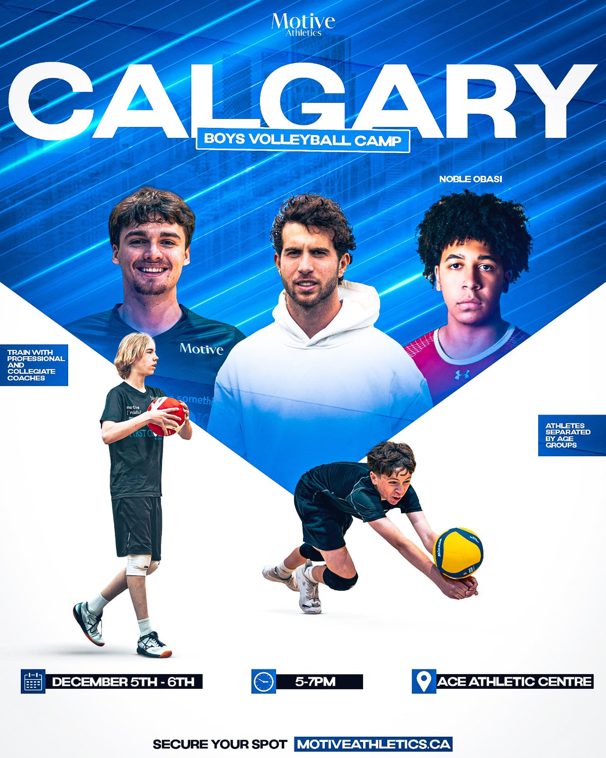 Calgary Boys Volleyball Camp poster - December 5-6, 5-7PM, Ace Athletic Centre, Calgary