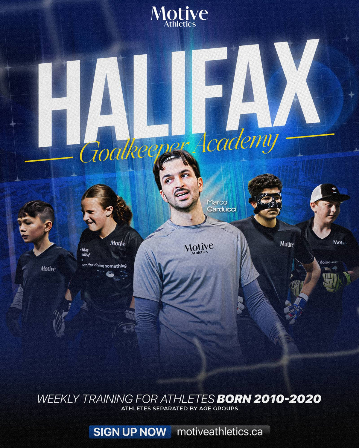 Halifax Goalkeeper Academy: weekly training for goalkeepers born 2010-2020 with coach Marco Carducci
