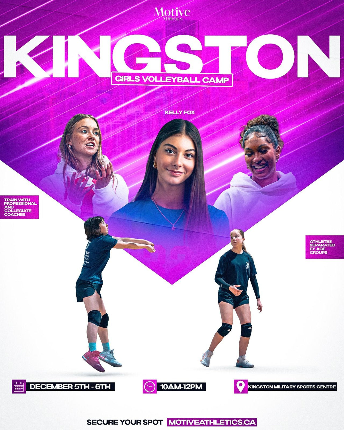 Kingston Girls Volleyball Camp poster - December 5-6, 10AM-12PM, Kingston Military Sports Centre