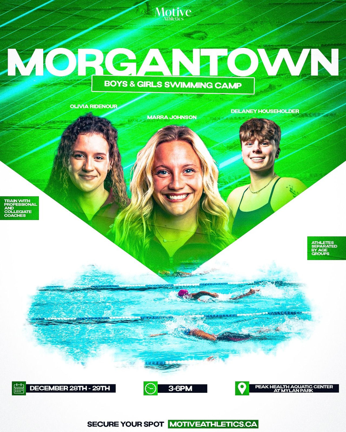 Promotional poster for the Morgantown Boys & Girls Swimming Camp