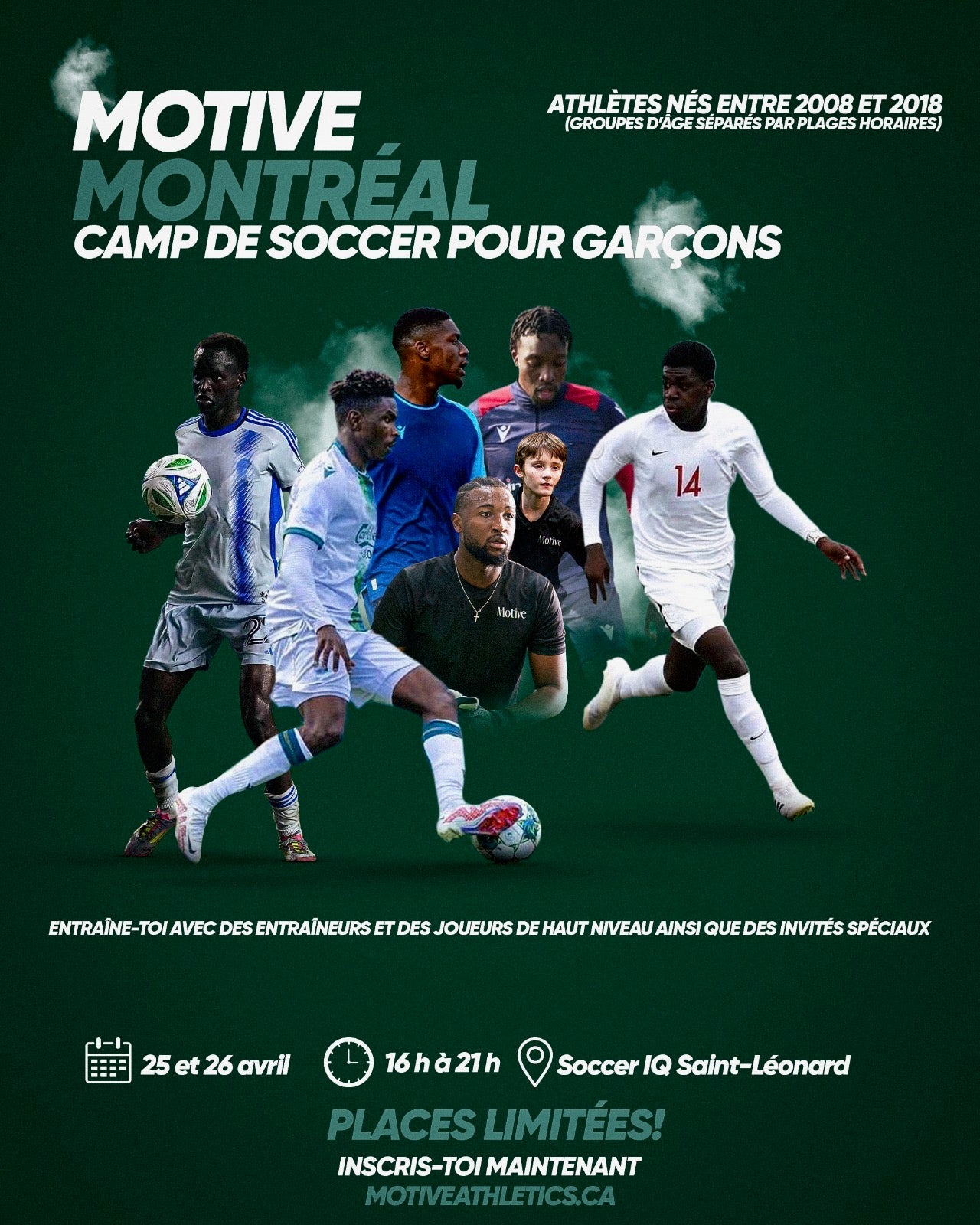 Motive Athletics Montreal Boys Soccer Camp promotional poster