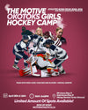 Promotional poster for The Motive Okotoks Girls Hockey Camp