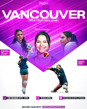 Vancouver Girls Volleyball Camp poster - December 5-6, 10AM-12PM, Richmond Sports & Fitness